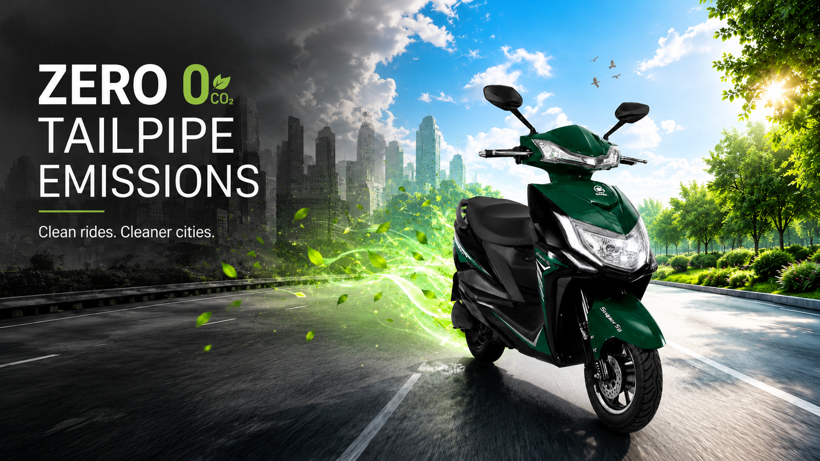Zero Tailpipe Emissions — Clean rides. Cleaner cities.